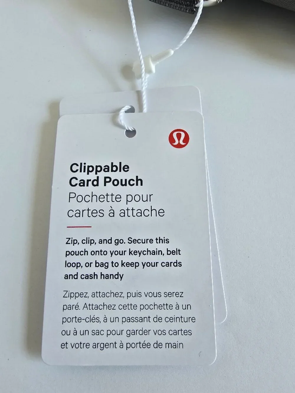NWT Lululemon Clippable Card Pouch GRSG/WHTO